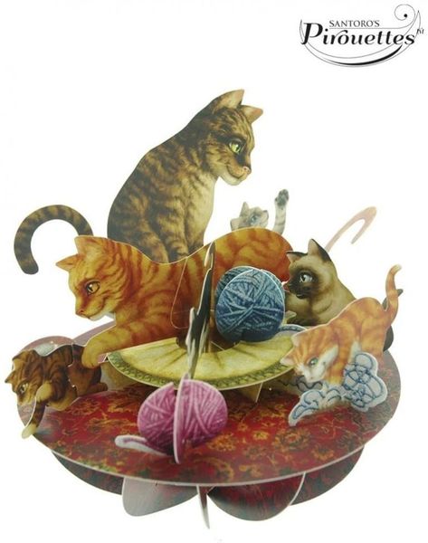 PIROUETTES..3D POP UP CARDS CATS