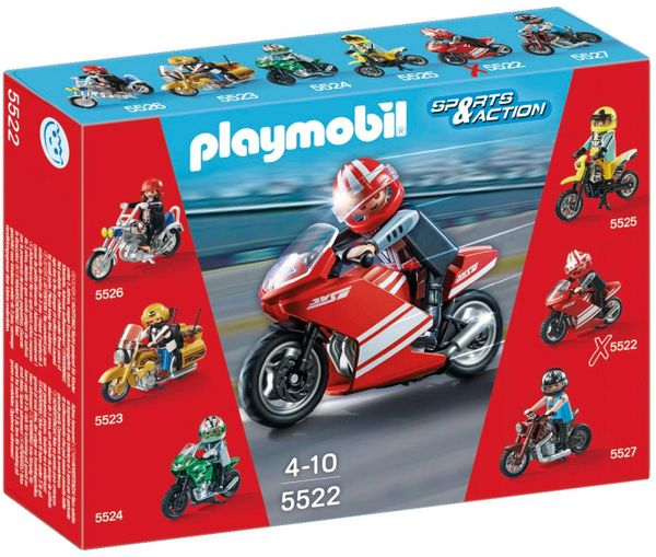  Playmobil Motorcycle with Rider Figure Playset