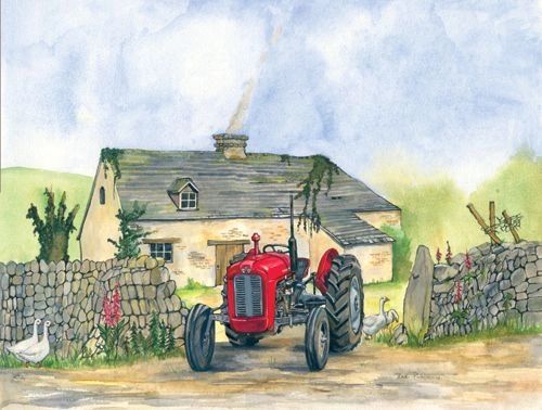 RED MASSEY FERGUSON CARD By SUE PODBERY