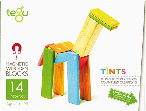 14 Piece Tegu Magnetic Wooden Block Set, Tints