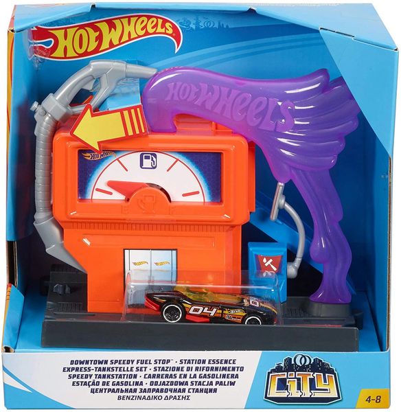 Hot Wheels FRH30 City Downtown Speedy Fuel Stop Play Set, Multi-Colour | Chadneys Toy Chest