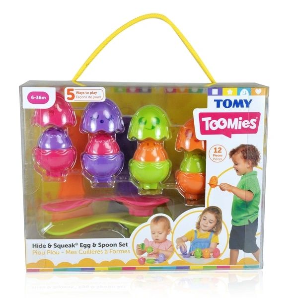 TOMY Toomies Hide & Squeak Egg & Spoon Set