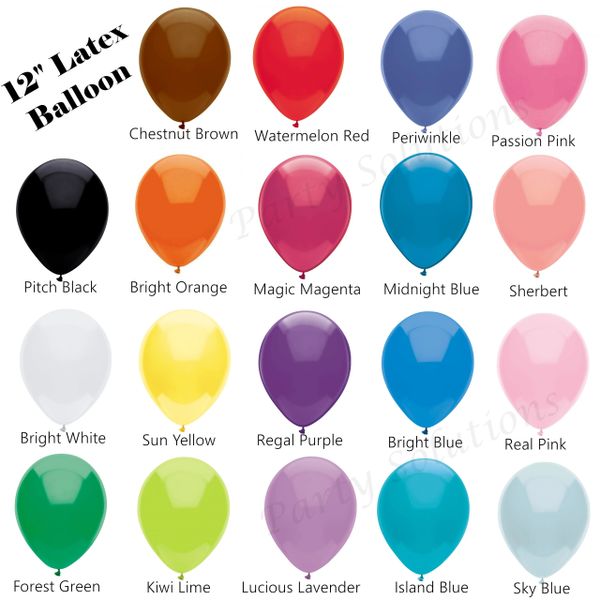 12" Bulk Latex Balloons 50ct in package (No helium included)