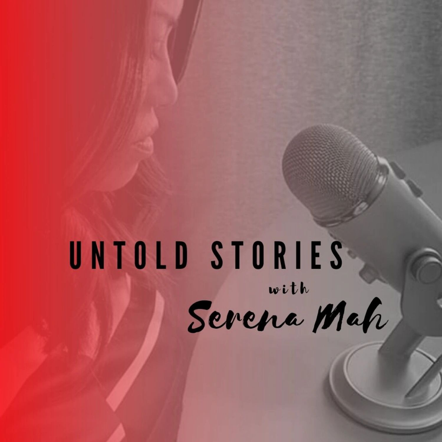 Serena Mah with microphone for podcast recording
