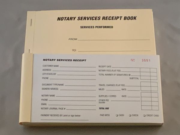 Notary Public Receipt Book