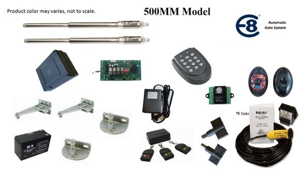 E8 500MM Package Set Stainless Automatic Dual Swing Gate Opener With Keypad, Safety Beams and Diablo Exit Probe