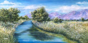 #riverreflections #395 #landscapepainting #landscape art #BishopCA #fishingstream #Detailinacrylic 