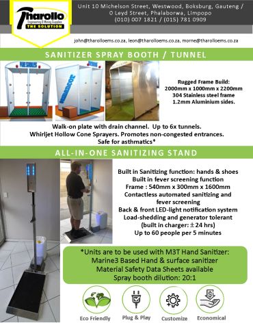 Sanitizer spray booth and all-in-one sanitizing stand with advanced features.