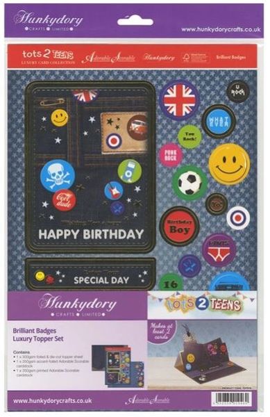 Hunkydory Tots 2 Teens Luxury 11.25x 8.25 Topper Set - Brilliant Badges