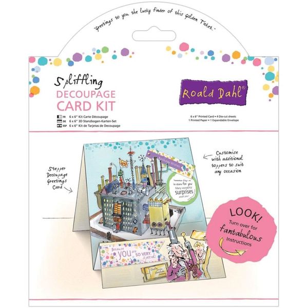 Docrafts Roald Dahl 6X6 Decoupage Card Kit - Spliffling Factory