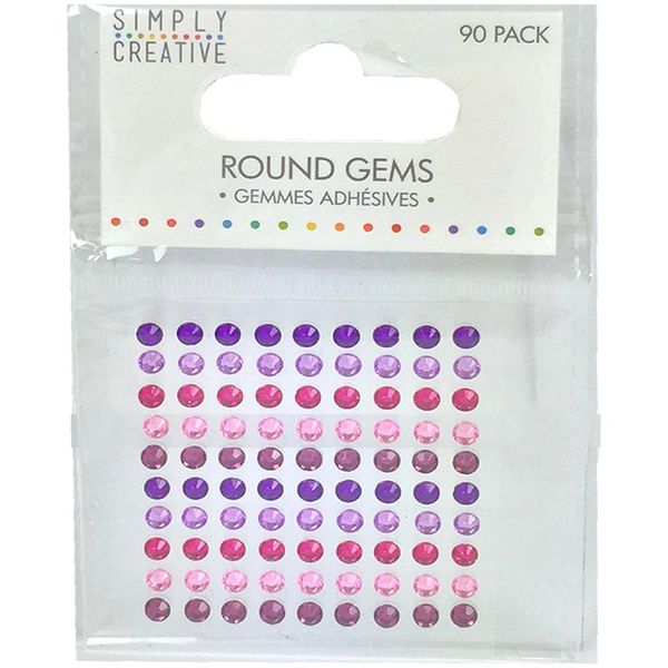 Simply Creative Round Adhesive Gems 90/Pkg - Green, Blue & Yellow