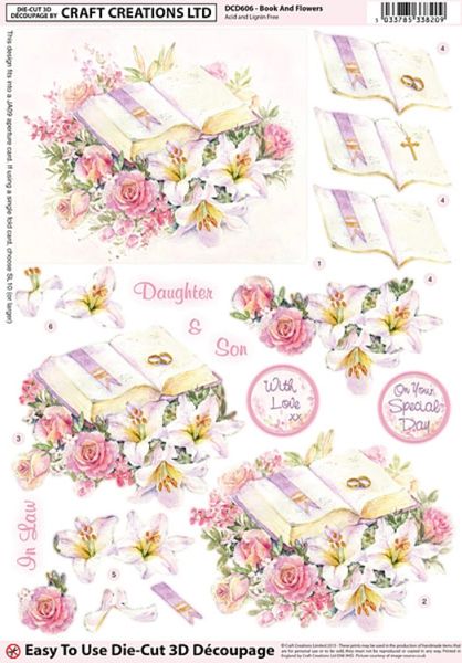 Basket Of Flowers Die Cut 3D Decoupage Sheet Card Making NO CUTTING REQ 