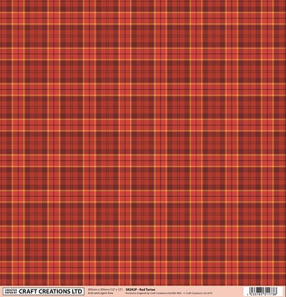 Craft Creations UK 12 x 12 Paper: Plaid - Red | Scrapbooking & craft ...