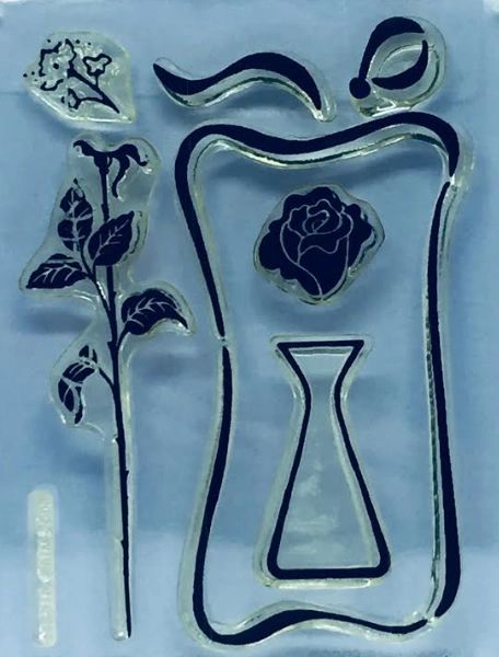 Stampendous Perfectly Clear Cling Stamp Set Rosebud Vase