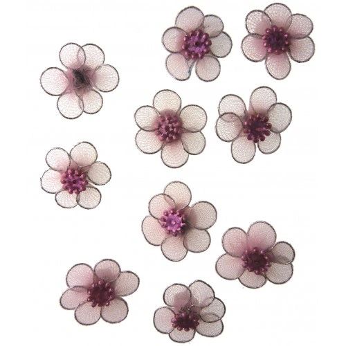 Delicate Flower Embellishments - Pink 10/Pkg  Scrapbooking & craft  supplies - White Rose Crafts LLC