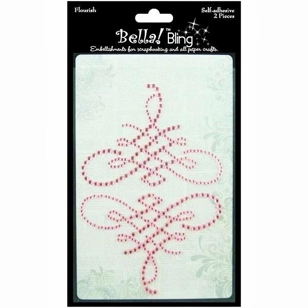 Bella! Bling Self-Adhesive Rhinestone Flourish 2/Pkg - Pink