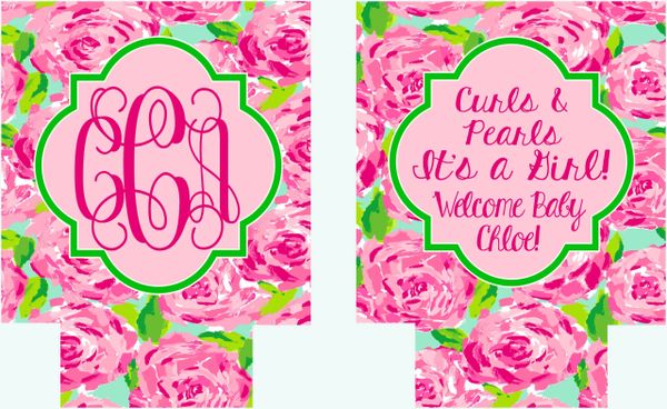 Lilly Baby Girl Shower Koozies Baby Girl Reveal Party Favors