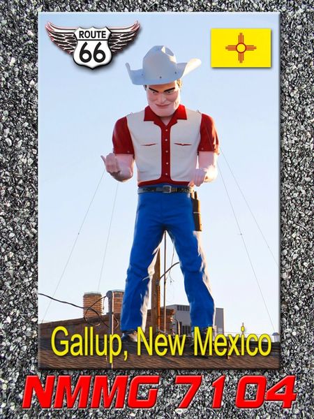 Route 66 fridge magnet featuring Muffler Man in Gallup, NM