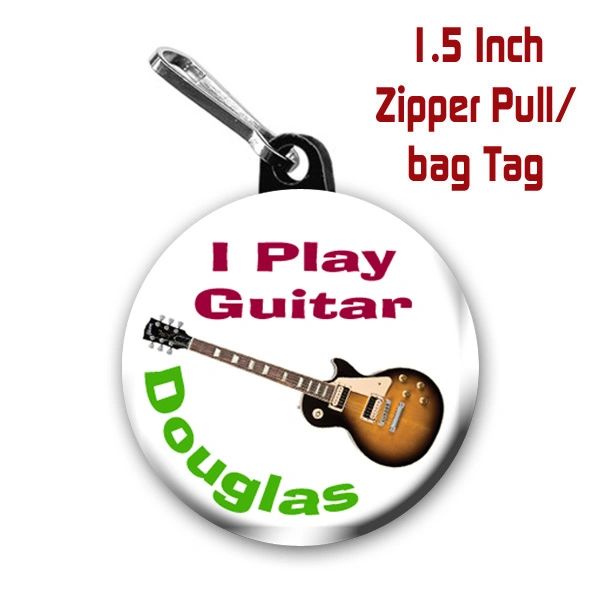 Personalized 1.5 Inch I Play Keyboards Zipper Pull/Bag Tag with Name