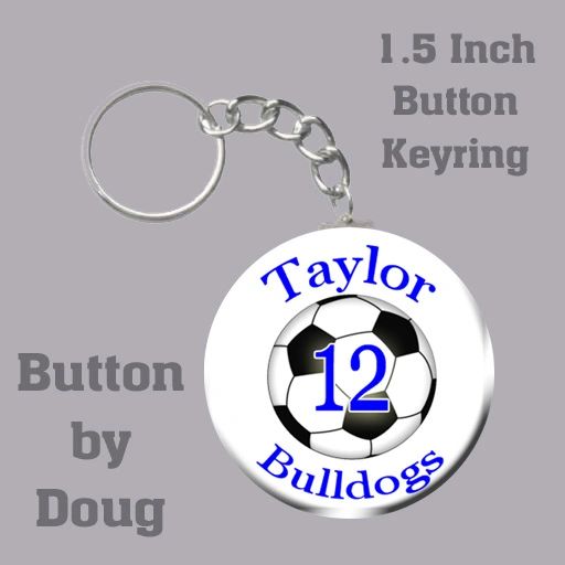 1.5 Inch Round Keyring with Personalized Soccer Graphics