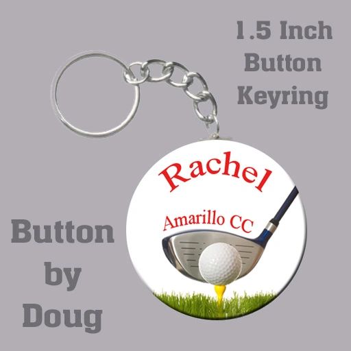 1.5 Inch Round Keyring with Personalized Golf Graphics