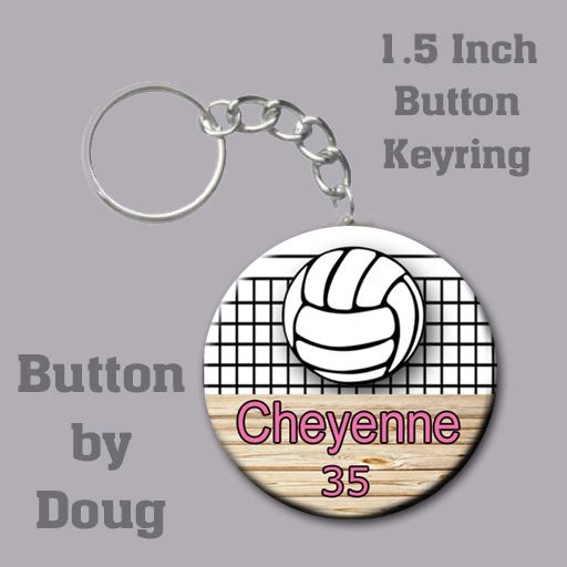 1.5 Inch Round Keyring with Personalized Volleyball Graphics CH524KR