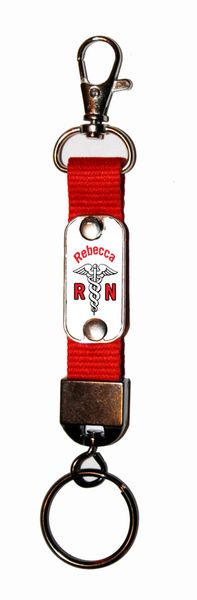 Personalized RN Nurse Mini Dog Tag Keyring