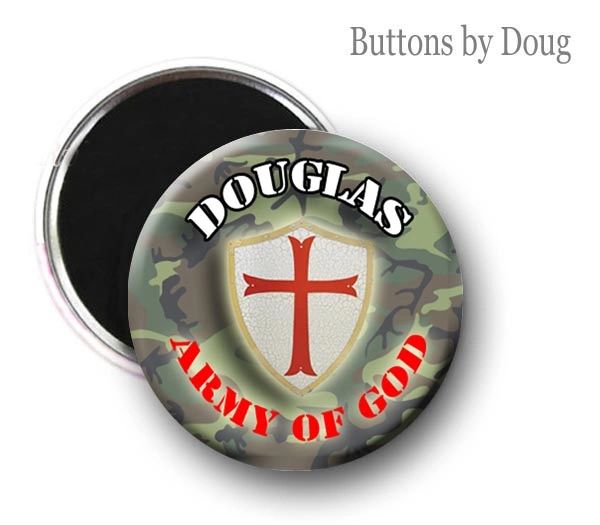 Personalized inspirational army of God button with first name of choice CH136