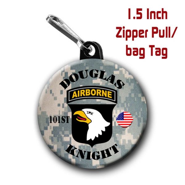 Army 101st zipper pull, pin, or magnet personalized with first and last name CH212