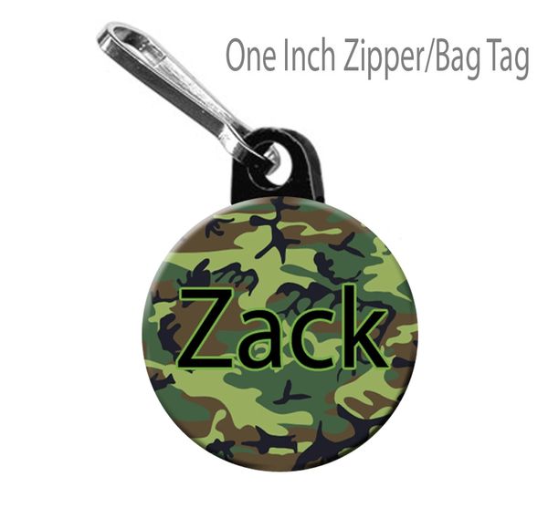 Personalized Camo Zipper Pull/Bag Tag