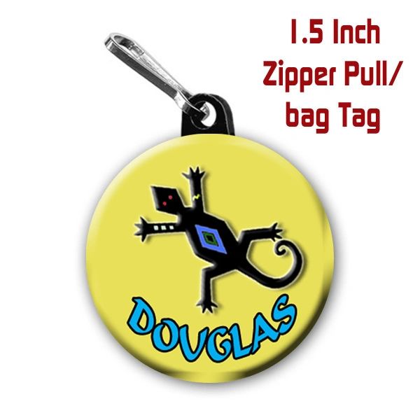 Lizard zipper pull, pin, or magnet personalied with name CH224