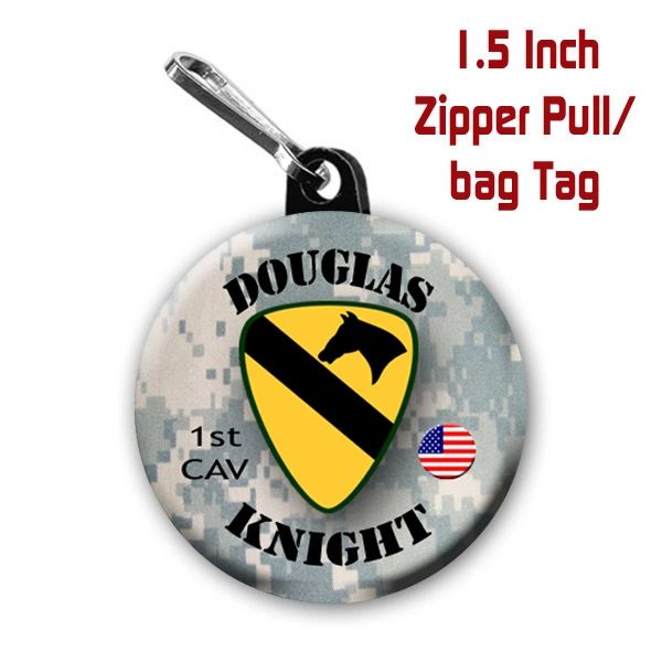 Army 1st CAV zipper pull, pin, or magnet personalized with name. CH211