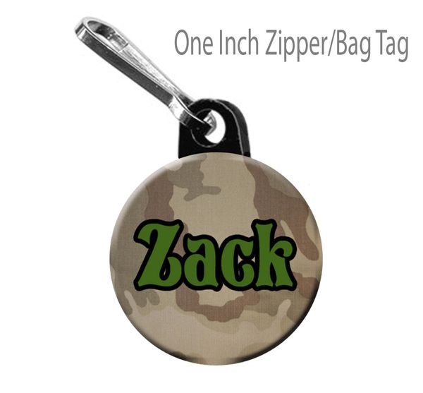 Personalized Camo Zipper Pull/Bag Tag