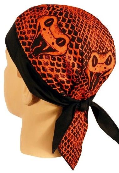 Headwrap - orange rattlesnake on black