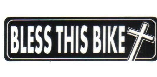 Helmet sticker - Bless this bike with cross