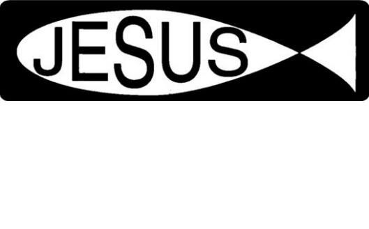 Helmet sticker - JESUS written in a fish outline