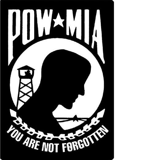 Helmet sticker - POW/MIA you are not forgotten