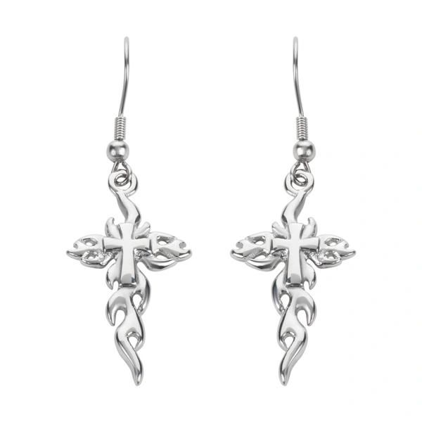 Earrings - Flaming Cross