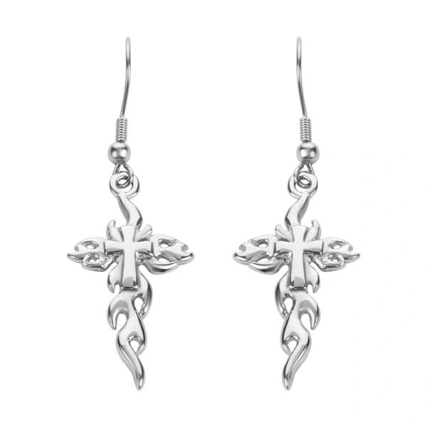 Earrings - Flaming Cross