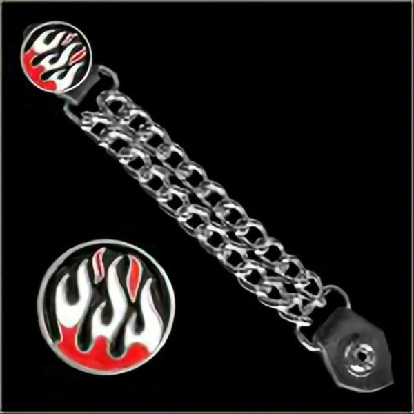Vest Extender - Black, white and red flame