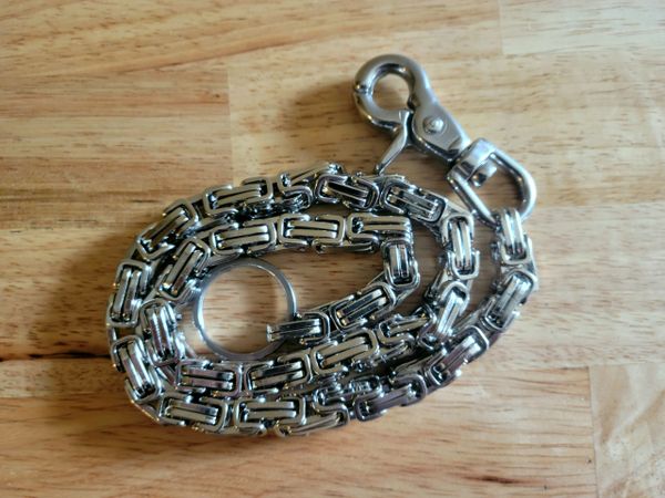 Stainless steel wallet chain - large clip