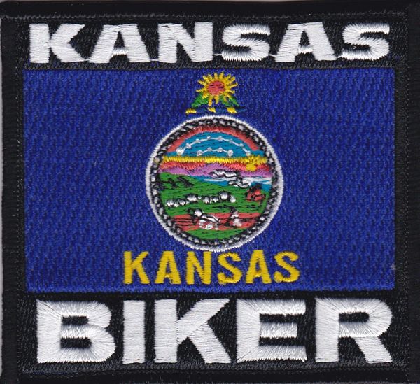 Patch - Kansas biker flag