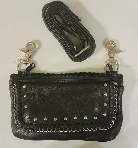 Clip purse - with chain and leather trim