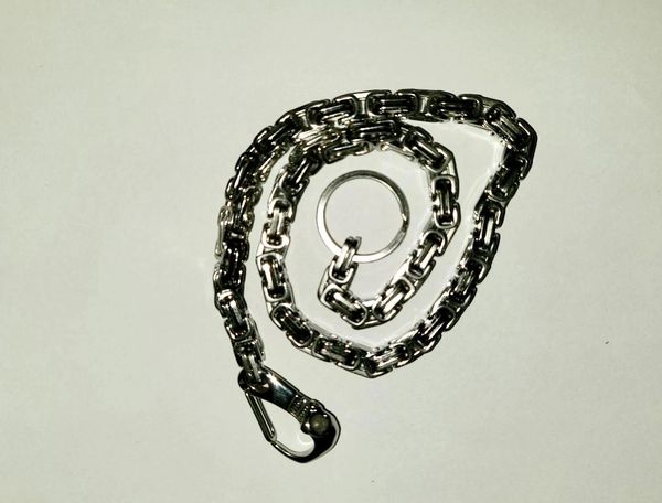 Stainless steel wallet chain - large skull clip