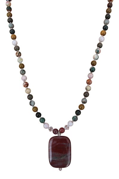 Ocean Jasper & Swarovski Crystal Necklace