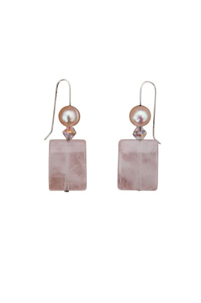 Rose Quartz & Fresh Water Pearl Earrings