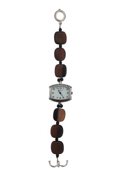 Tiger Ebony Wood & Crystal Watch