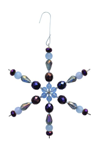 Beaded Ice Blue & Midnight Blue Glass Snowflake Ornament
