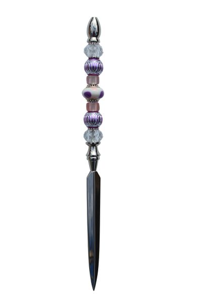 Beaded Pink & Purple Lampworked Glass Letter Opener