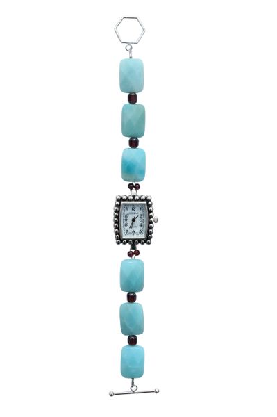 Amazonite, Garnet & Czech Glass Watch